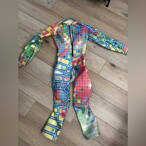 Colorful Geometric Print Ski race suite